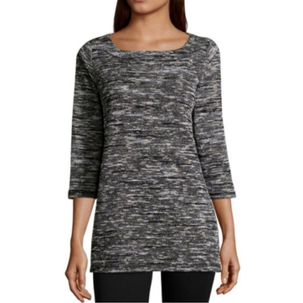 Crew Neck Zip Black & Grey Tunic